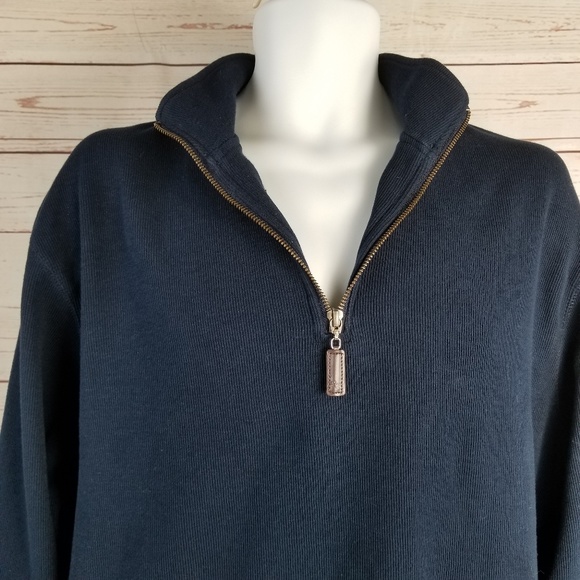 Roundtree And Yorke Men's 1/4 Zip Large Navy Blue - Picture 2 of 8